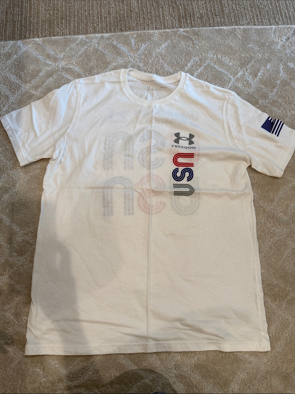 Under Armour White USA Vertical Logo Short Sleeve Tee